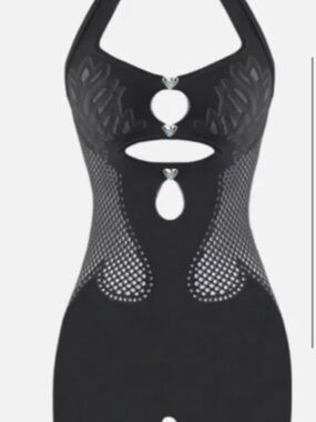POSTER GIRL Black Cutout Playsuit (one size) NWT